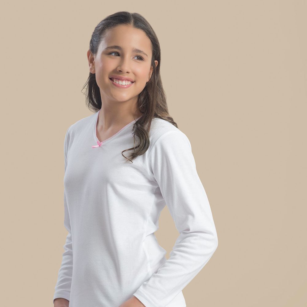 4408 - Camiseta Niña C/Elast M/Larga Rib
